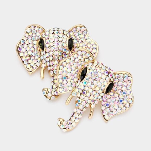 Rhinestone Sparkle Embellished Elephant Earrings - NEW - Picture 3 of 3